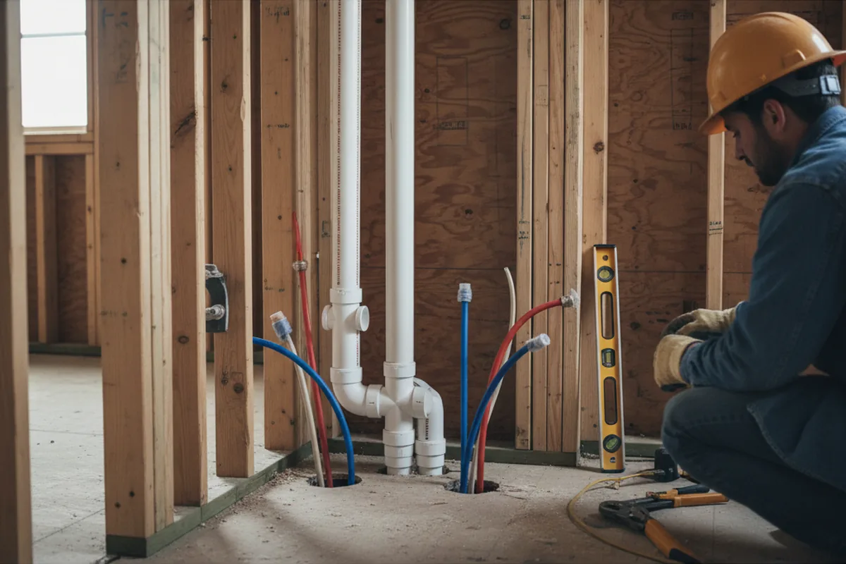Drain and supply rough-in during Drain Cleaning in Pleasant Prairie