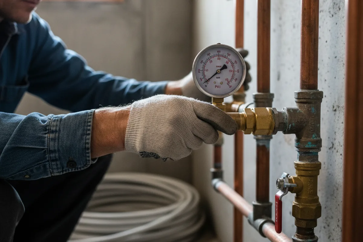Pressure testing a repaired line during Water Line Repair in Pleasant Prairie